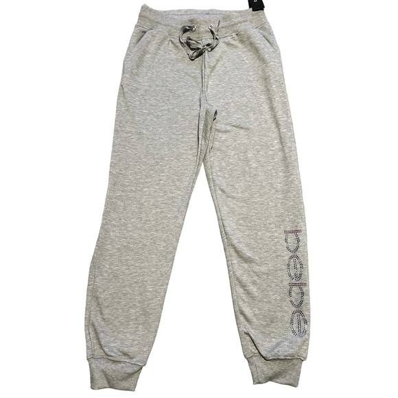 bebe Pants - BEBE SPORT Women Nailhead Studded LOGO Joggers Sweat Pants in Heather Grey Nwt